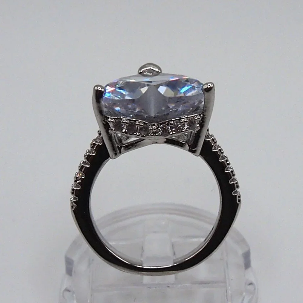 Stunning Large 5.00ctw Cubic Zirconia Heart Ring Solid 925 Sterling Silver - Picture 5 of 12